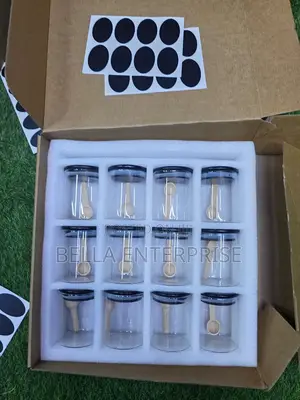 Available 12pcs Borosilicate Air Tight Spice Storage Jars