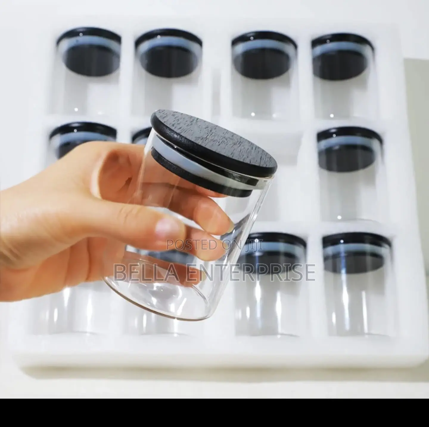 Available 12pcs Borosilicate Air Tight Spice Storage Jars
