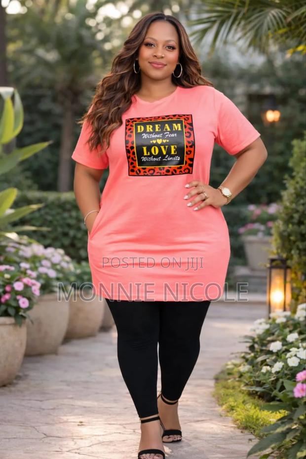 Orange Plus Tshirt Dress With Tight - thumbnail 2