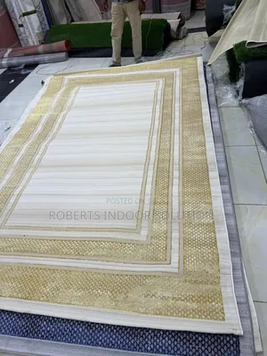 Beige and Gold Turkish Modern Area Rug.