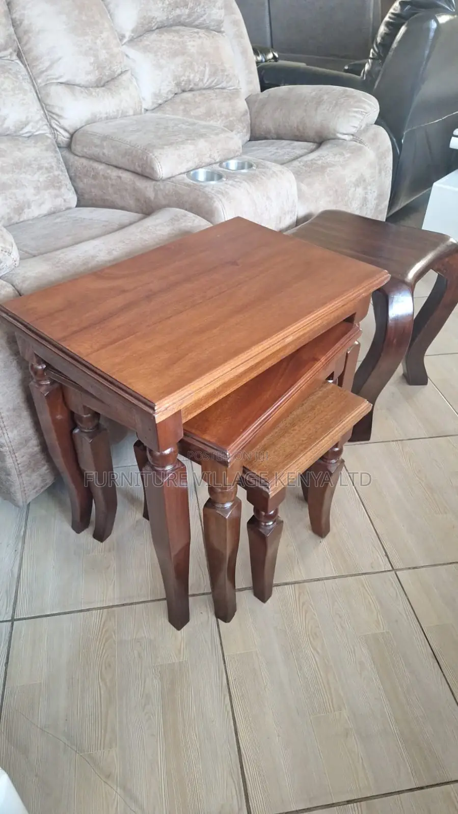 Dining Table; Mahogany Set of 3 Nested Dining Table