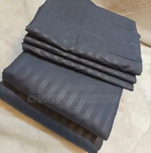 Gray King Size 6 Piece 7 by 8 Stripped Cotton Bedsheets Set