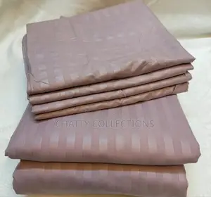 Peach King Size 6 Piece 7 by 8 Stripped Cotton Bedsheets Set