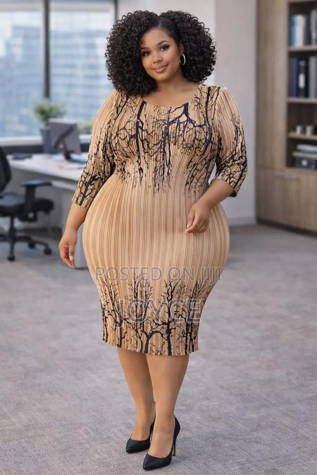 Pleated Bodycon Midi Dress