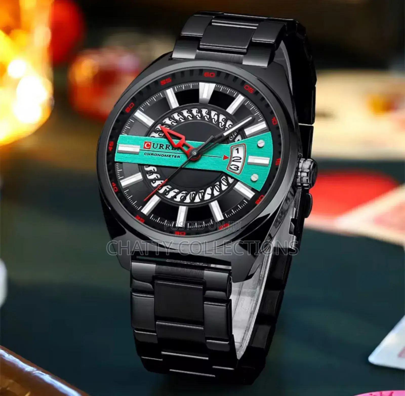 Black and Green New Curren Gents Watches