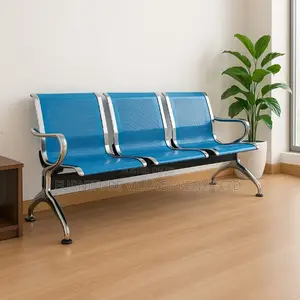 Reception Bench; 3-Seater Blue Metallic Airport Reception Bench