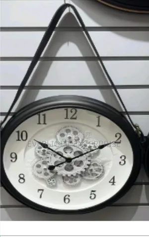 Luxury Clock With Rotating Gears and Hanging Belt