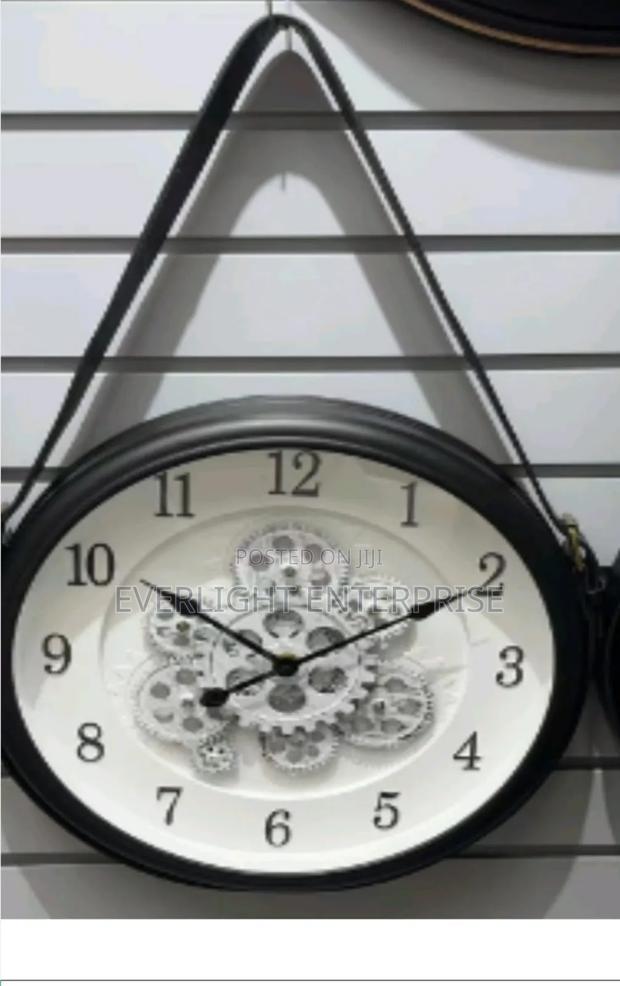 Luxury Clock With Rotating Gears and Hanging Belt