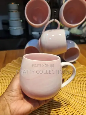 6 Pieces Ceramic Pink Marble Pot Mugs