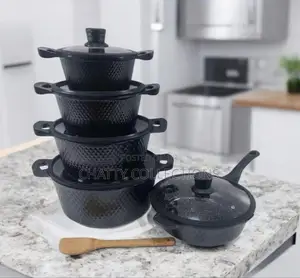 Black Bosch 11pc Nonstick Cookware Sufuria With Silicone Lid Covers