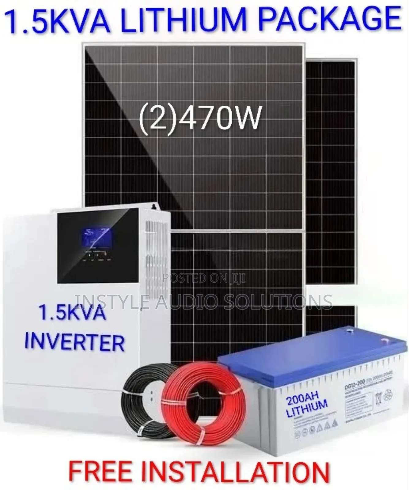 1.5kva Solar Package - 200ah Lithium Battery (2)470w Solar