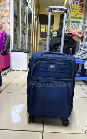 Navy Blue Small Fabric Suitcase