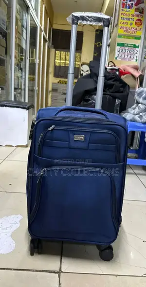 Navy Blue Small Fabric Suitcase