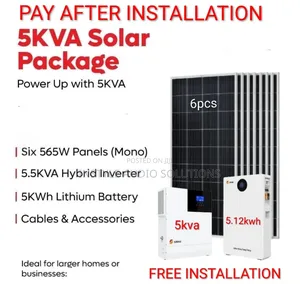 5 5kva Offgrid Solar- 5.12kwh Lithium Battery- (6)615w Solar Package