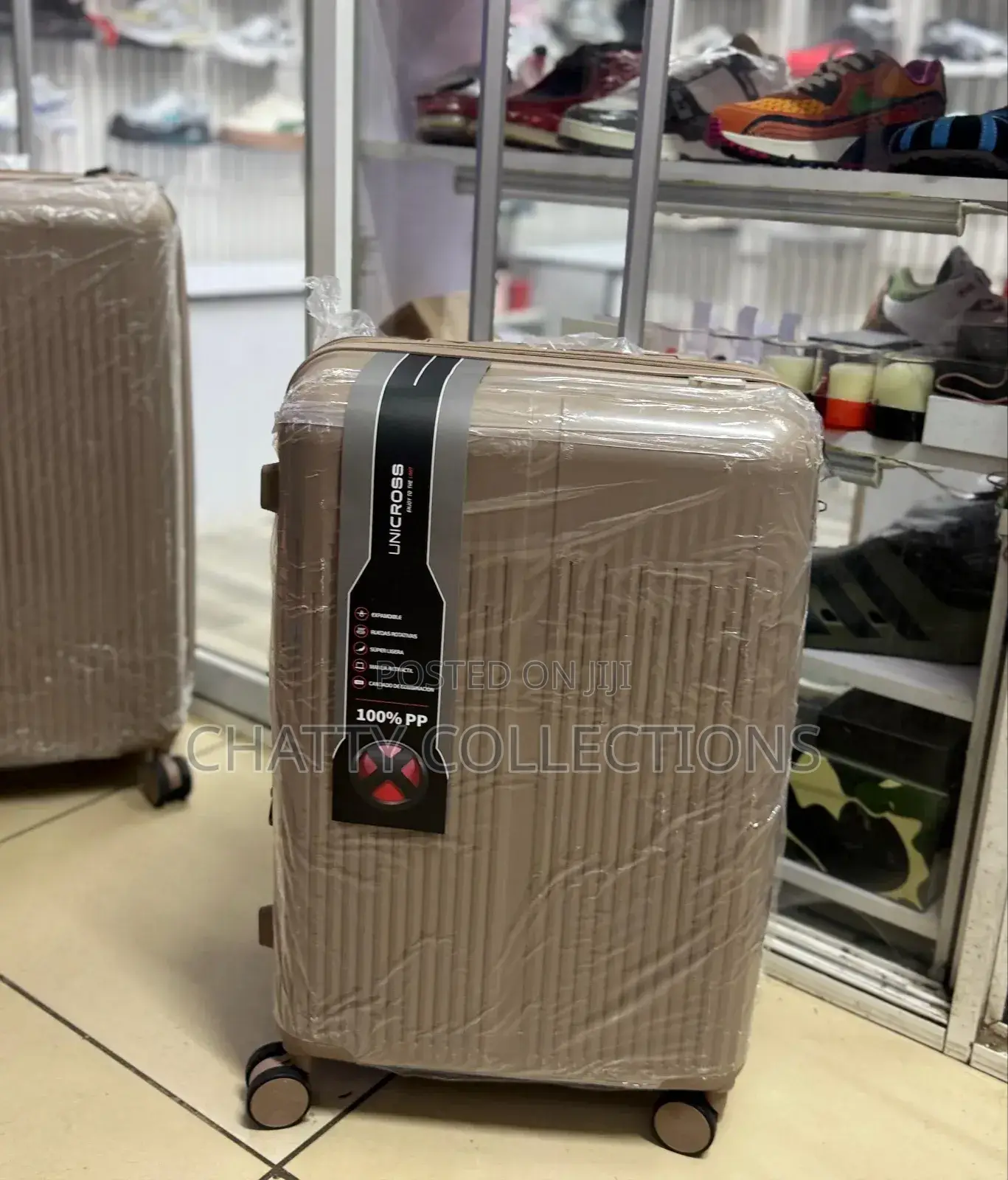 Beige 60 Cm Medium Size Rubber Unbreakable Suitcase