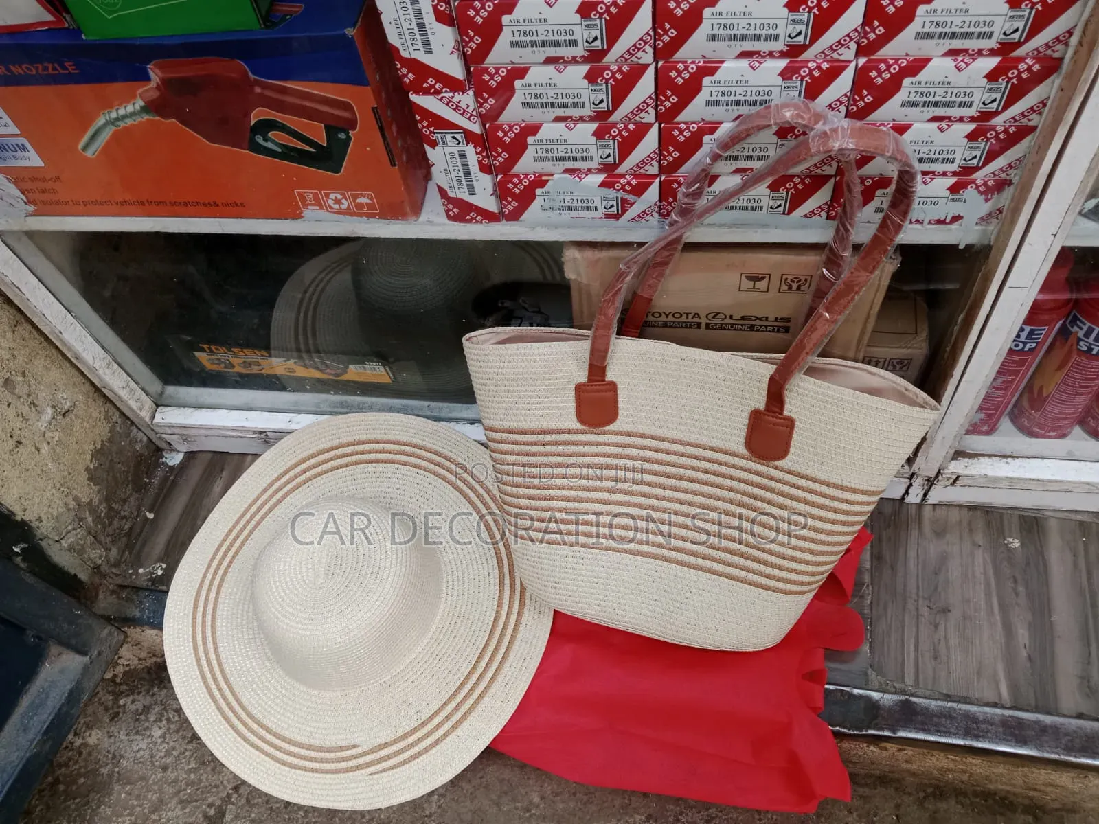 Beach Bag for Women and Straw Hat