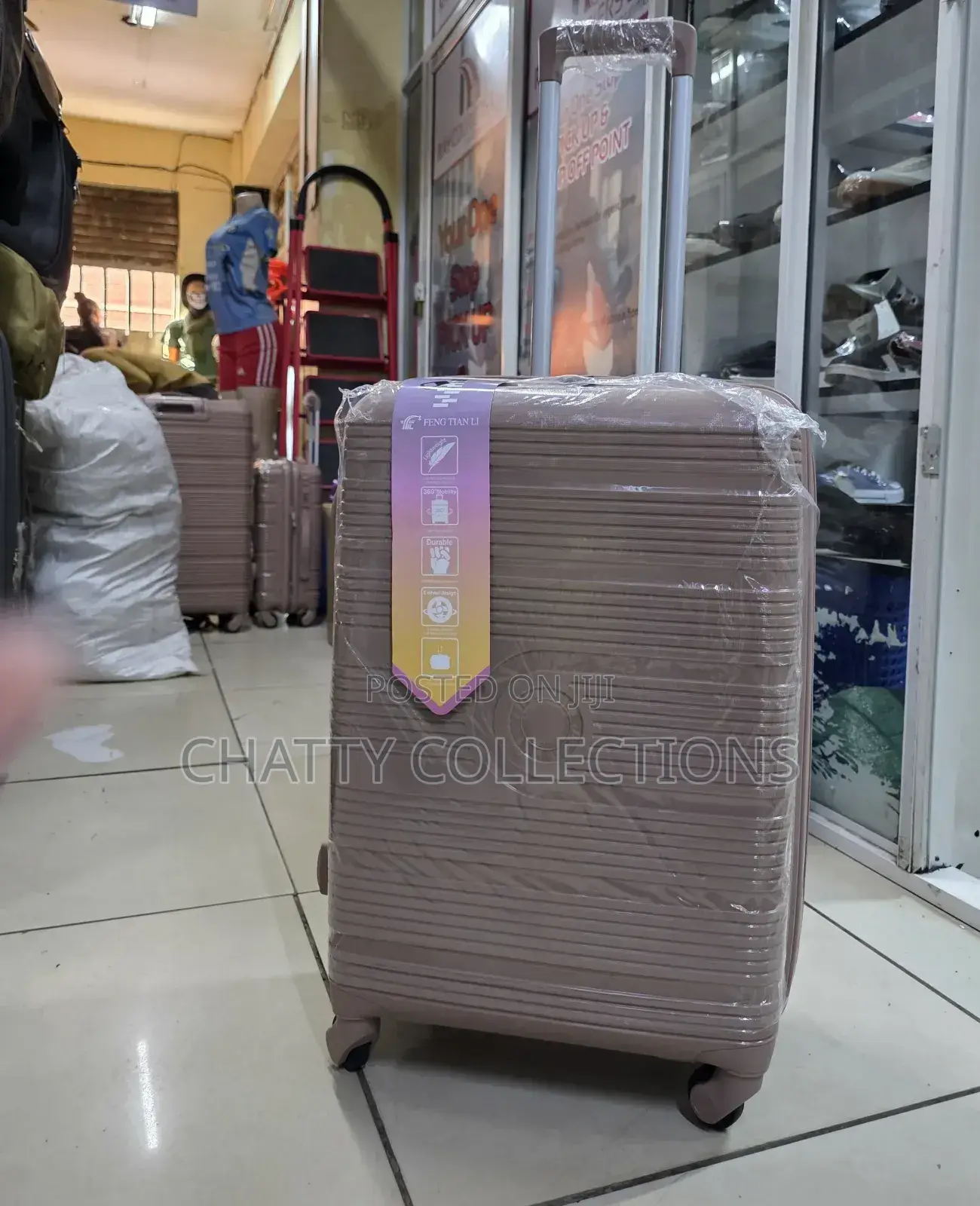 Peach 60 Cm Medium Size Rubber Unbreakable Suitcase