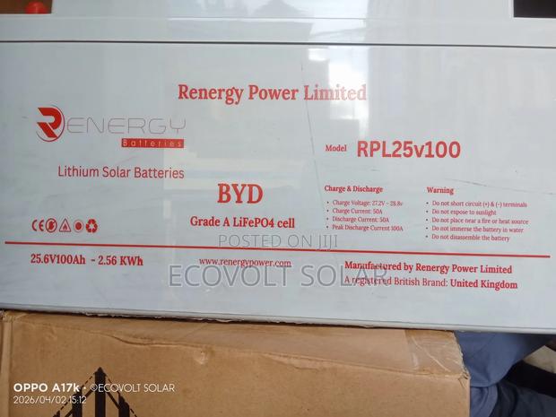 25.6v 2.56kwh 100ah Renergy Lithium Battery
