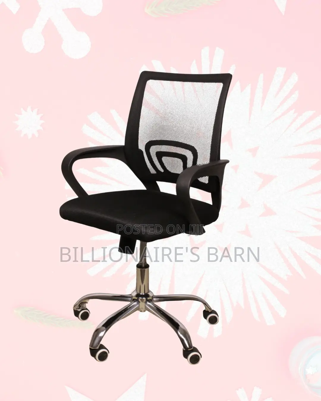 Secretarial Mesh Office Chair Fabric Seat With Lumbar Support Modern