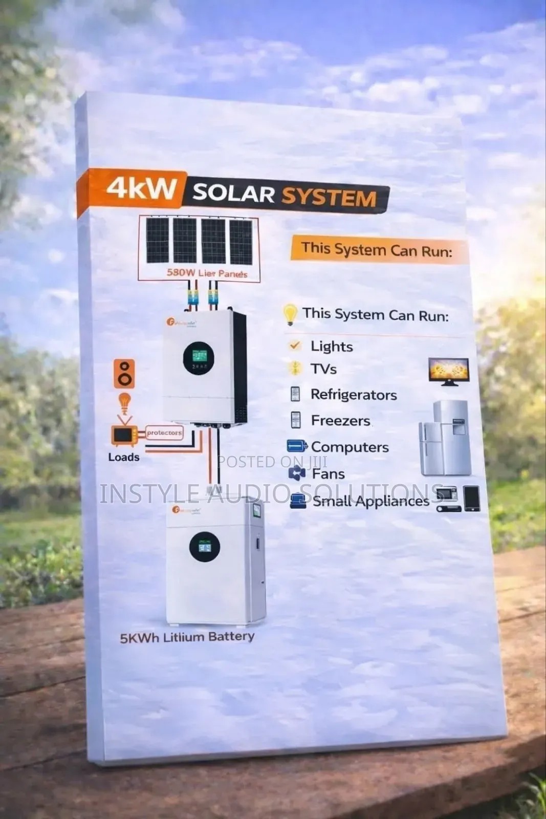 4kw Offgrid - 5.12kwh Lithium Battery -(4)615w Solar Free Installation