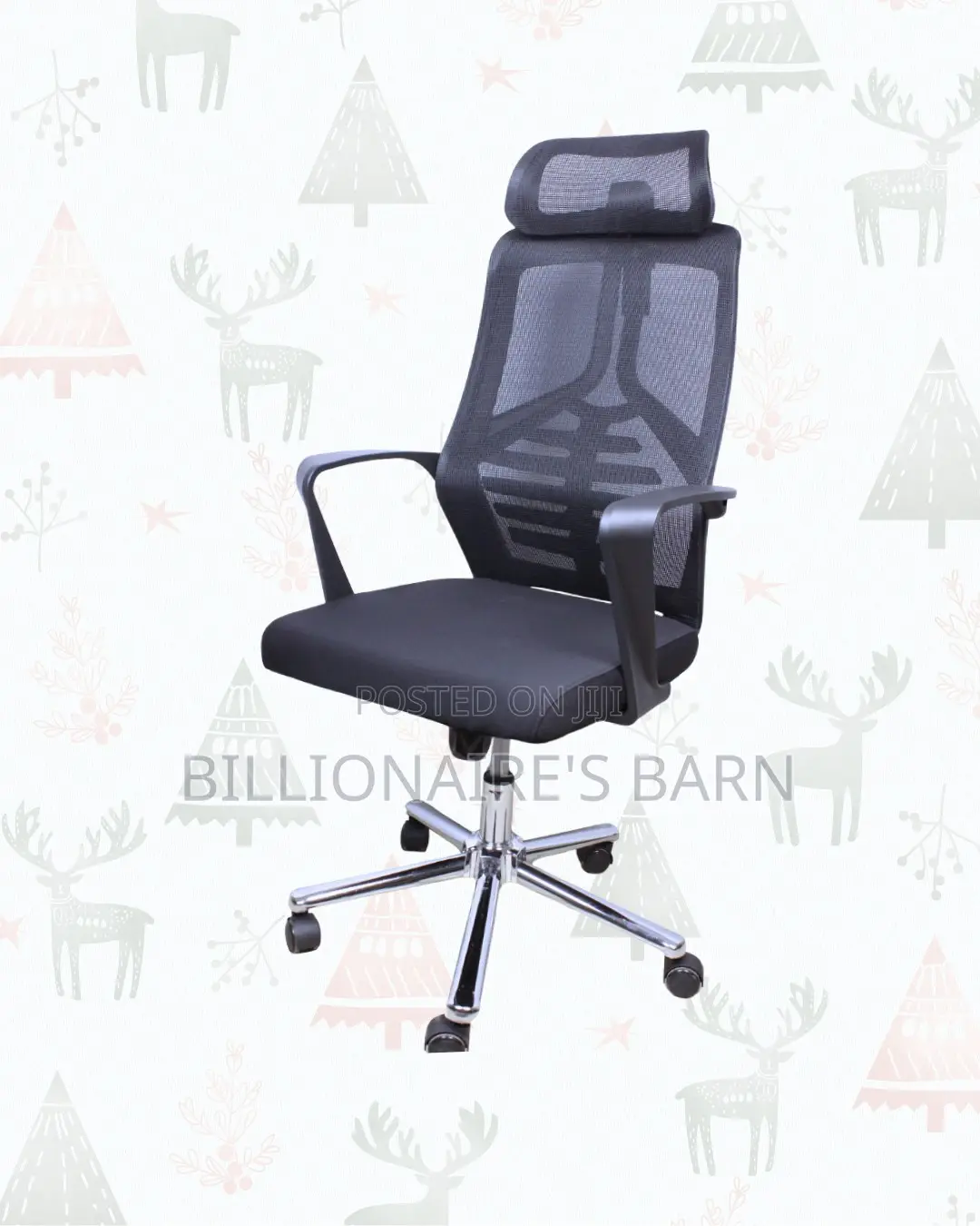 High Back Mesh Office Chair Headrest Lumbar Support Seating