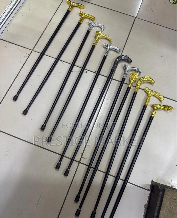 Stylish Pimped Walking Sticks 
With Sword 
Golden/Silver Handle - main view