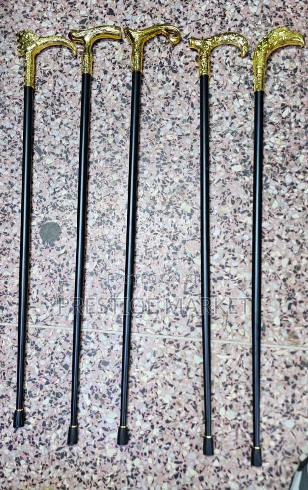 Stylish Pimped Walking Sticks 
With Sword 
Golden/Silver Handle - thumbnail 3