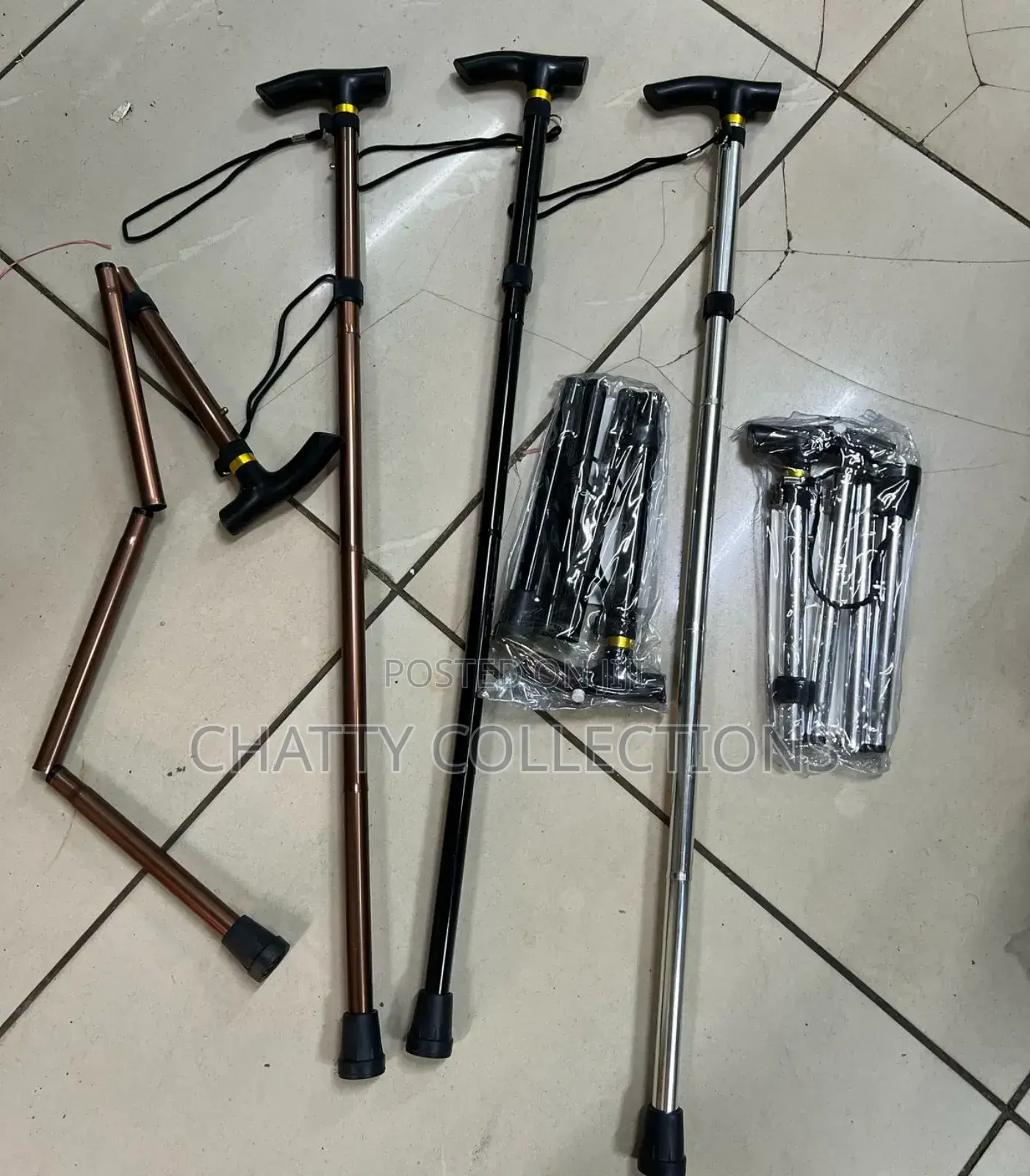 Adjustable Metallic Walking Sticks.