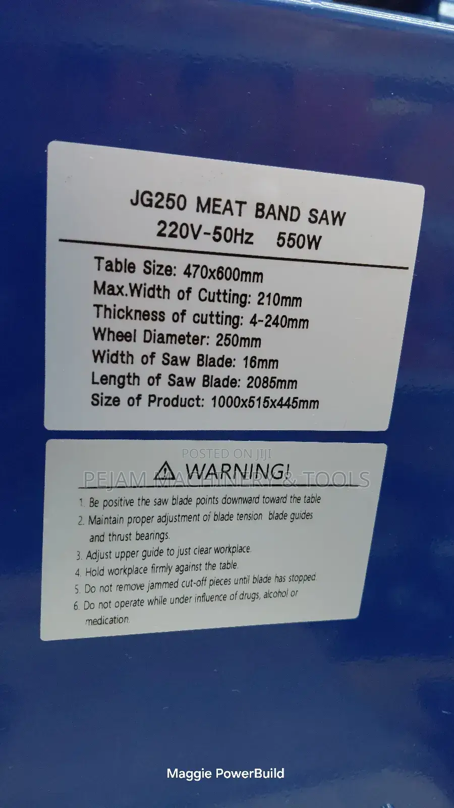 Jg250 Meat Band/Bone Saw Professional-Grade 2 in 1 Electric Powered