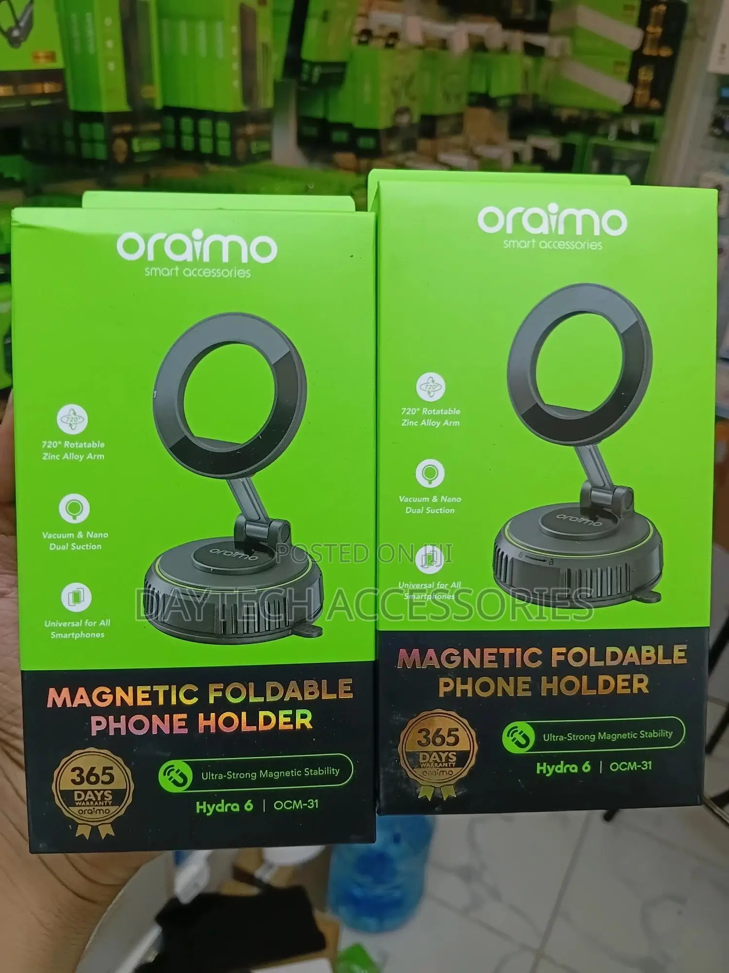 The Oraimo Hydra 6 (Model Ocm-31) Magnetic Foldable Phone Holder.