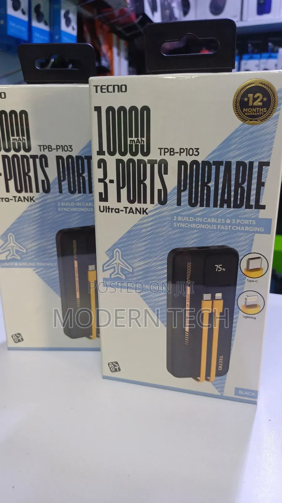 Tecno TPB-P103 10000mah Ultra-Tank Power Bank