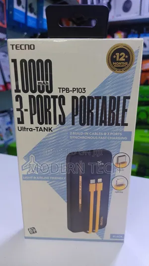 Tecno TPB-P103 Compact Fast Charging Power Bank 10000mah