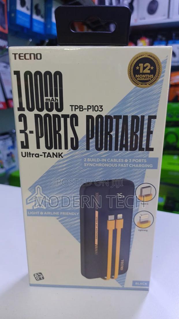 Tecno TPB-P103 Compact Fast Charging Power Bank 10000mah - thumbnail 2