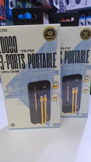 Tecno TPB-P103 Slim Power Bank With Led Display – 10,000mah.