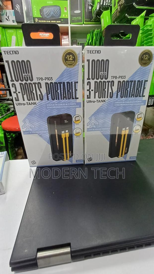 Tecno 10000mah Power Bank With Type-C Lightning Cables