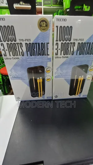 Tecno 10000mah Power Bank With Type-C Lightning Cables