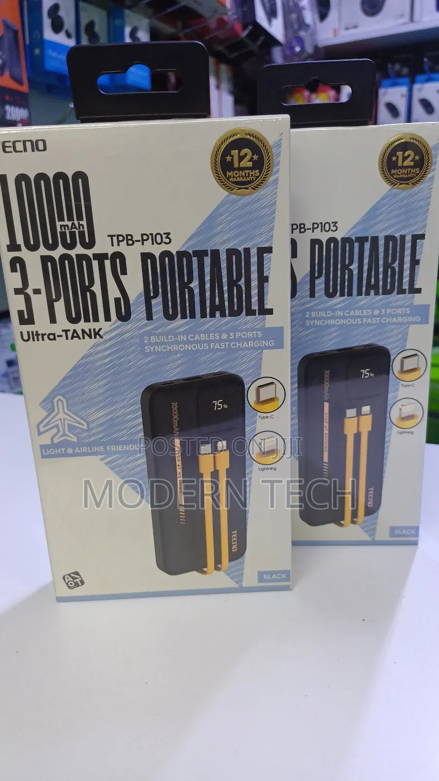 Tecno Ultra-Tank Portable Charger 10000mah (Dual Output)