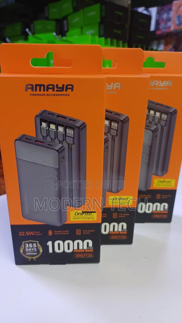 Amaya Apb-F129 10000mah 22.5w Fast Charging Power Bank With Cables