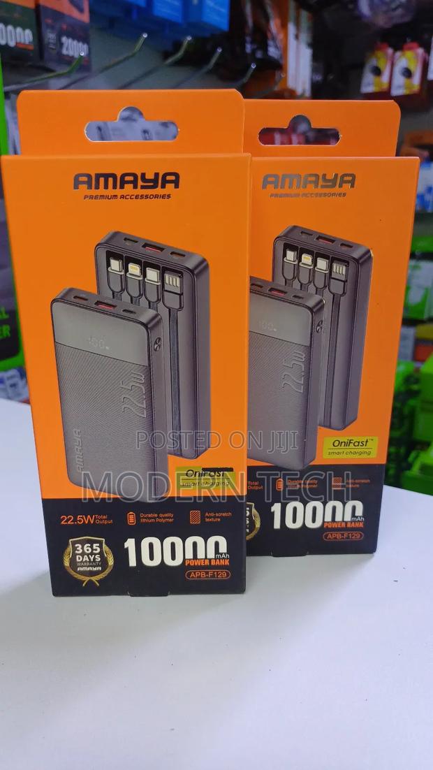 Amaya Apb-F129 Portable Charger 10,000mah – All-in-One Cable Design