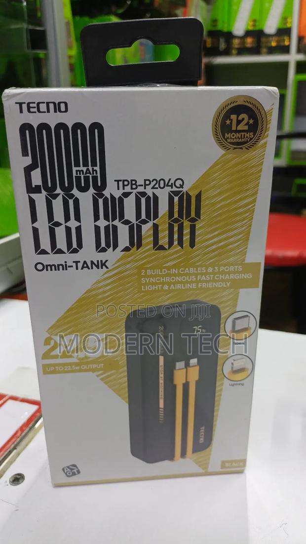 Tecno 20,000mah Omni-Tank Power Bank With Led Display.