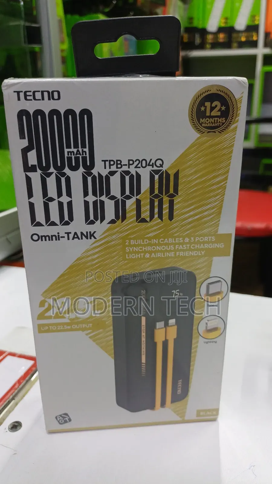 Tecno 20,000mah Omni-Tank Power Bank With Led Display.