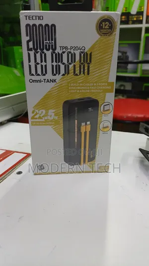 Tecno 20,000mah Omni-Tank Power Bank With Led Display.