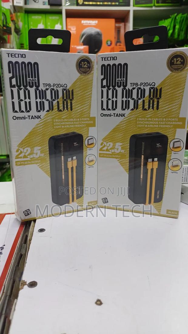 Tecno 20000mah Ultra Capacity Power Bank – Fast Charging 22.5w