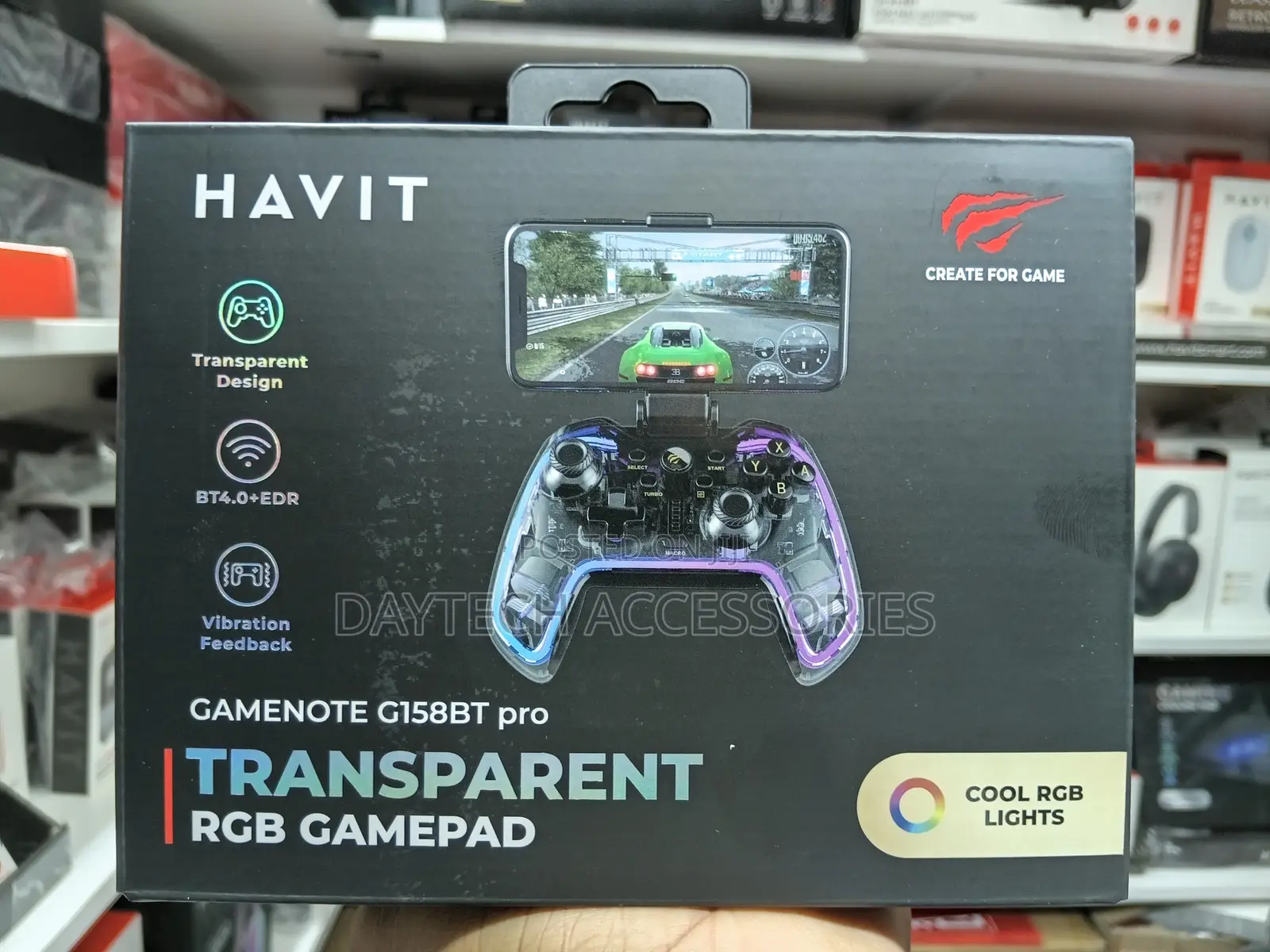 Havit Gamenote G158bt Pro Transparent RGB Mobile Gamepad.