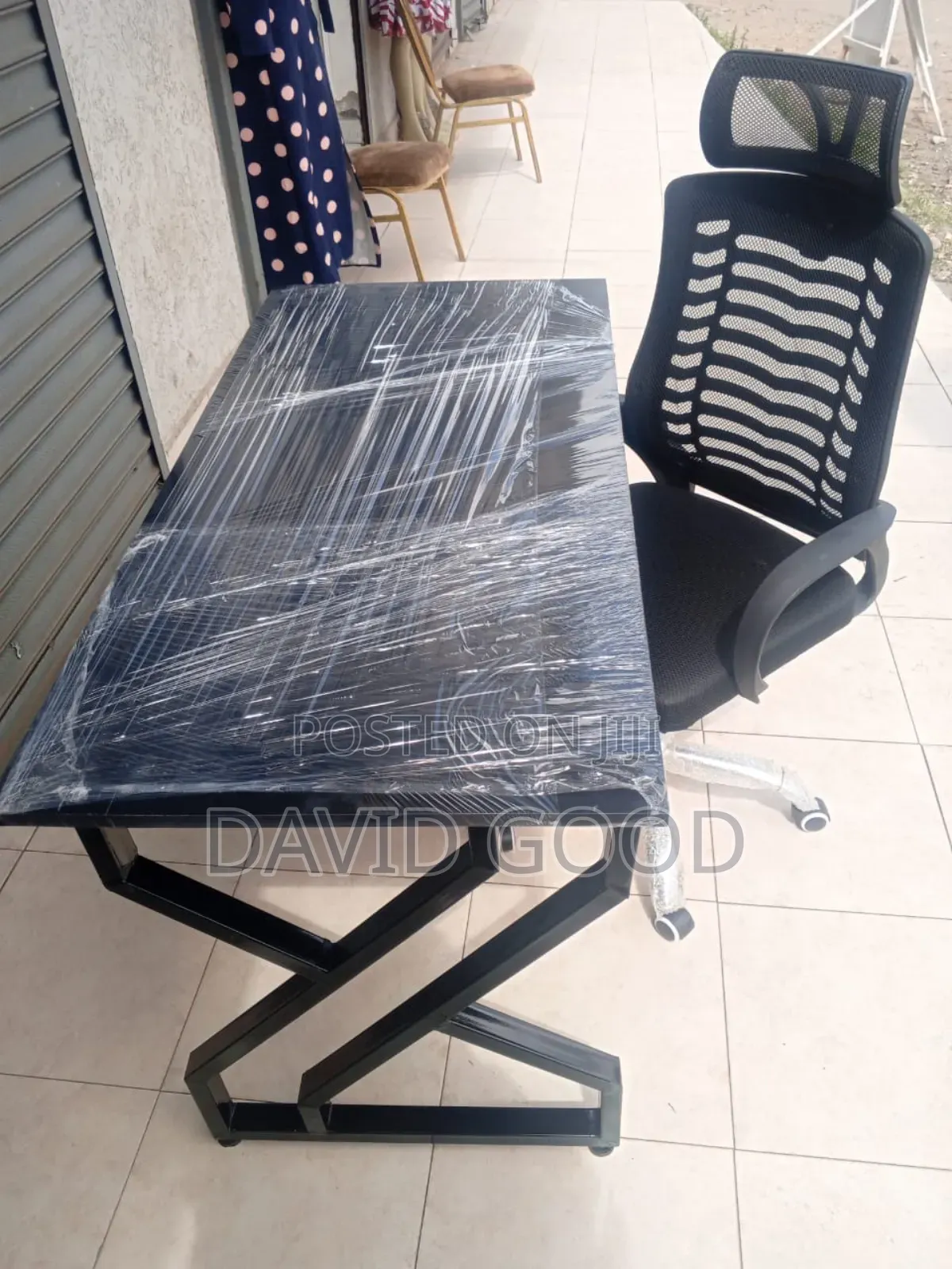 Secretarial Desk and Black Chair