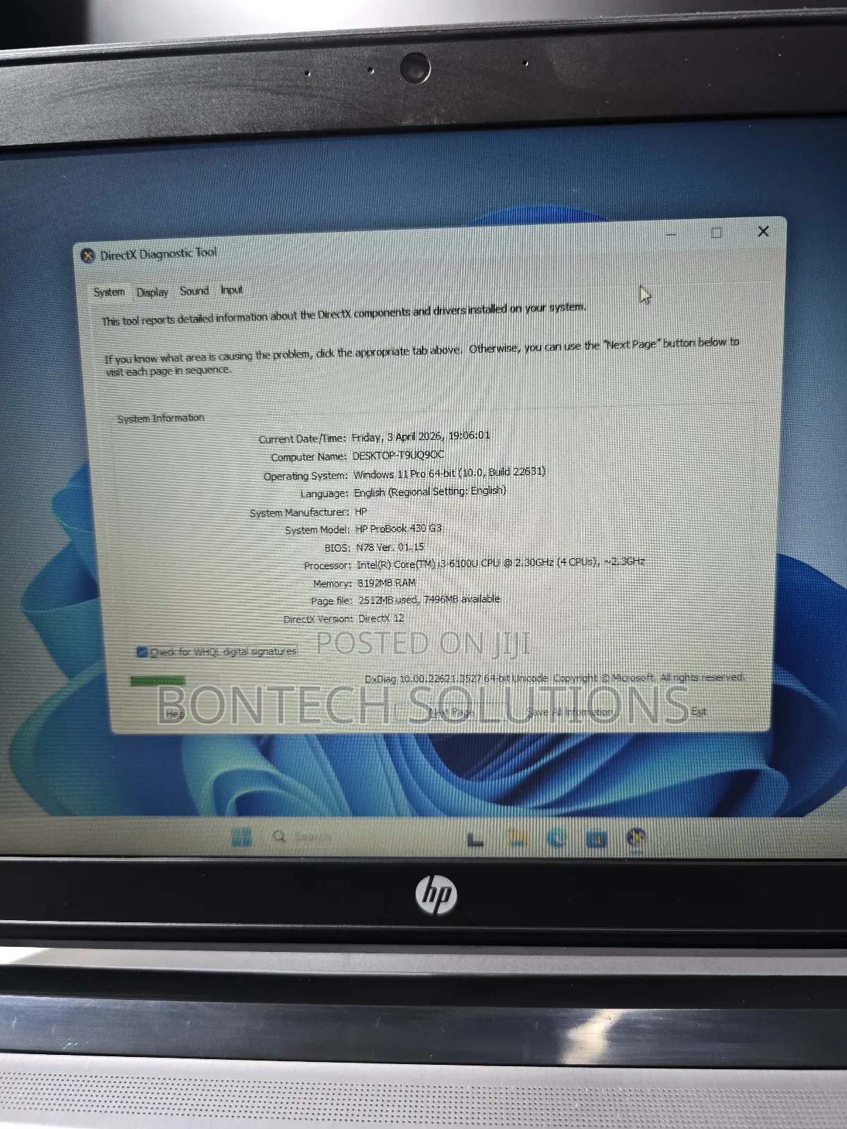 Laptop HP 430 G3 8GB Intel Core i5 SSD 128GB