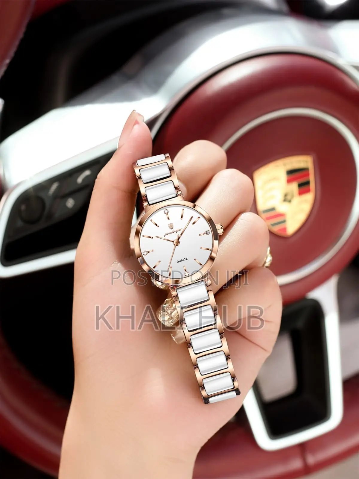 Poedagar Ladies Watch 505 With White Ceramic Straps