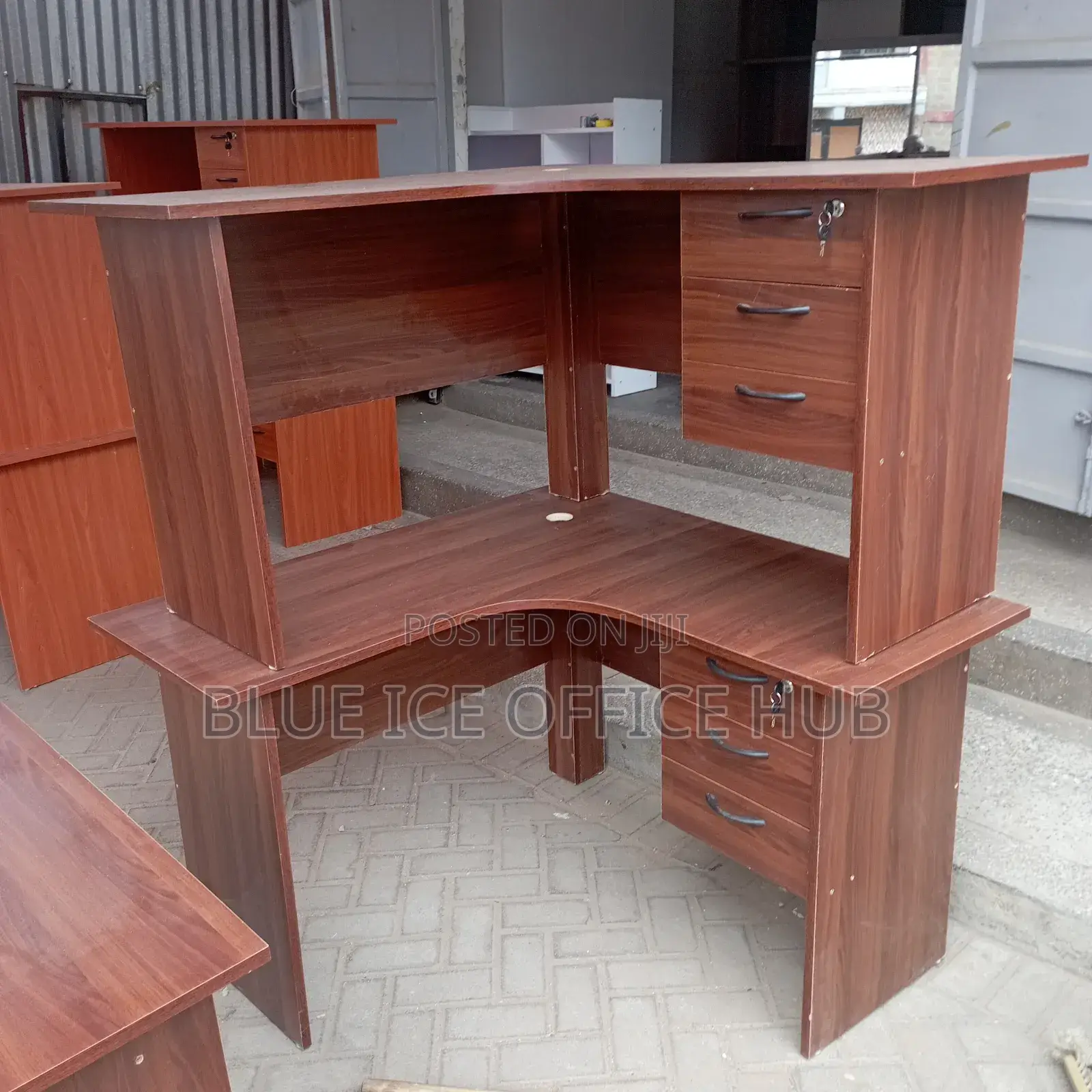 Office Lshape Desk Dark Brown