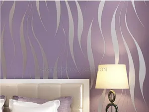Modern Purple 3d Wavy Stripe Non-Woven Wallpaper