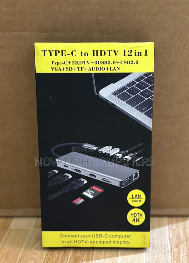 Type-C 12-in-1 Usb-C Hub – Hdmi, Vga, Usb 3.0, Sd/Tf, Rj45, Pd, Audio